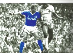 Football Asa Hartford 8x12 signed colour enhanced photo pictured in action for Everton. Good