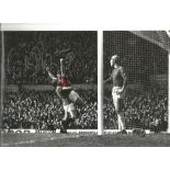 Football Willie Morgan 12x8 signed colour enhanced photo pictured celebrating while playing for