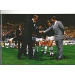 Football Howard Kendall 12x8 signed colour photo pictured being presented to the Duke of Kent before