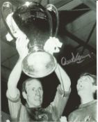 Football Alex Stepney 10x8 signed black and white photo pictured with Bobby Charlton after