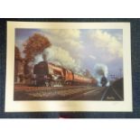 Railway Print 20x28 approx titled Duchess on Camden Bank signed in pencil by the artist Barry