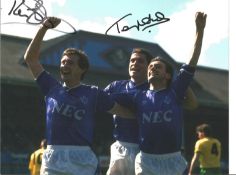 Football Kevin Sheedy and Tony Cottee signed 10x8 colour photo pictured while playing for Everton F.