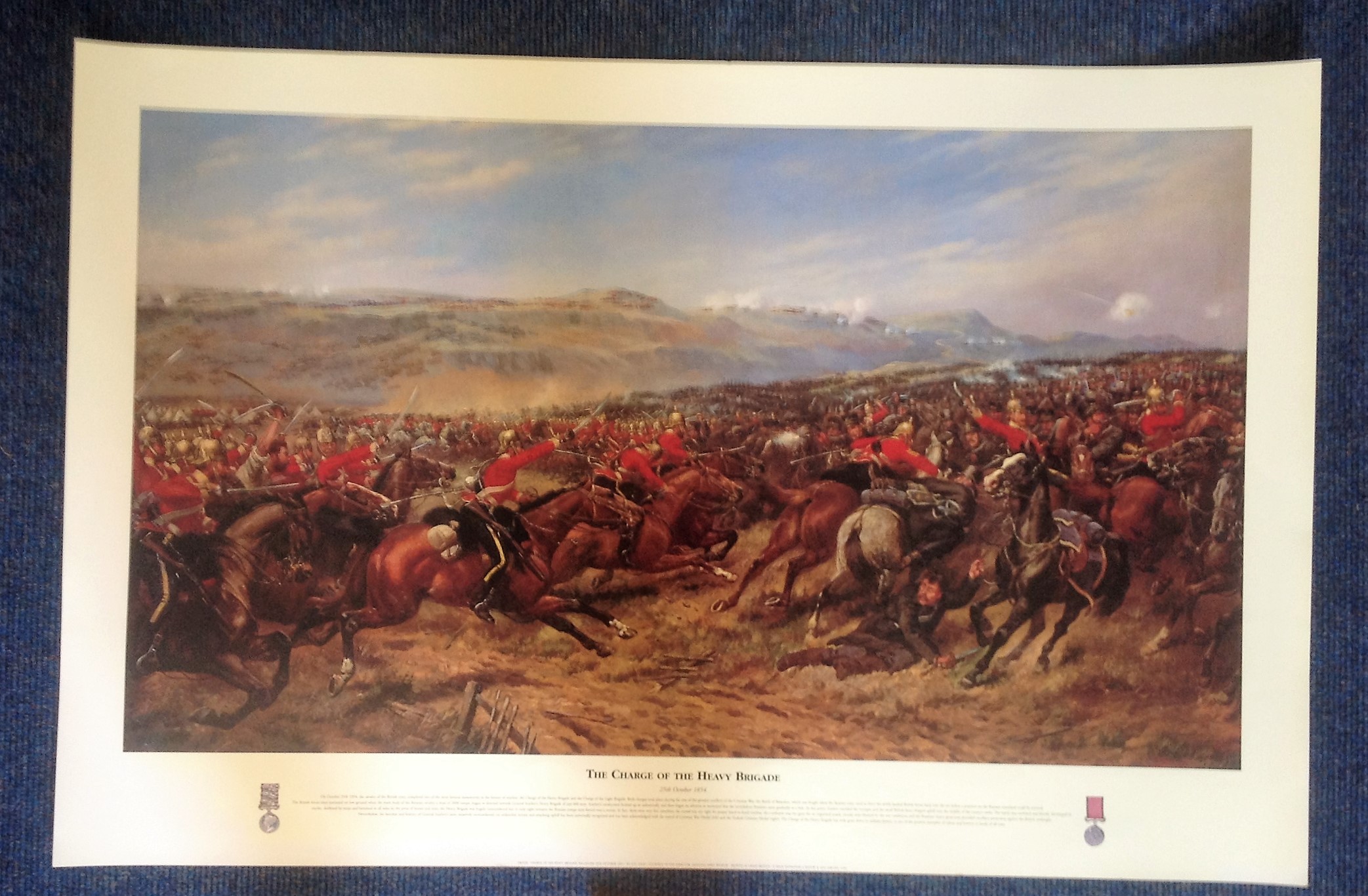 Historical military print The Charge of the Heavy Brigade 25th October 1854 approx 34x25 by the