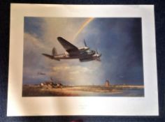 World War Two print 35x25 approx titled Low Flying Mosquito signed in pencil by the artist John