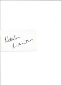 Natasha Richardson signed white card. (11 May 1963 - 18 March 2009) was an English-American