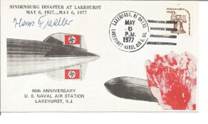 Zeppelin crew member Hans Fiedler LZ139 signed 1977 US Hindenburg Disaster cover. Good Condition.