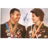 Space Valentina Tereshkova signed 8 x 6 inch colour portrait photo, with Gagarin in Uniform with