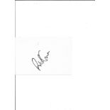 Ricky Gervais signed white card. Good Condition. All signed pieces come with a Certificate of