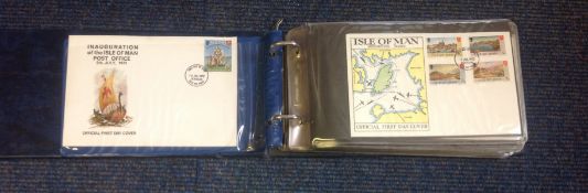 Isle of Man 1970s First Day Cover collection in blue half sized album 40+ covers in good condition