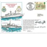 Captain W C McKnight and Lady Bryson Sponsor of HMS Brave signed RNSC(4)22 cover commemorating the