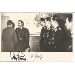 Luftwaffe aces Adolf Galland and Peltz signed 7 x 5 inch b/w photo. Good Condition. All signed