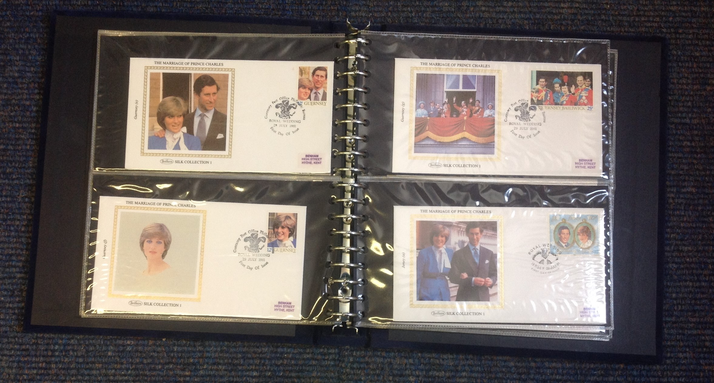 Charles and Diana 1981 Benham Royal Wedding collections of Small Silk covers in attractive blue - Image 2 of 5