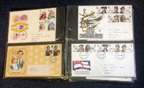 GB collection of 50+ 1980 GB FDCs in Black cover Album some Stuart covers hand written addresses