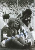Football Alan Birchenall and Tony Currie double signed 10 x 8inch b/w photo. Good Condition. All