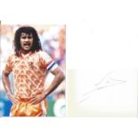 Ruud Gullit Signed Page With Holland Photo. Good Condition. All signed pieces come with a