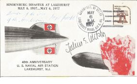 Zeppelin crew members Eugene Bentele and Julius S ? signed 1977 US Hindenburg Disaster cover. Good