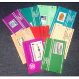 Guernsey Mint Stamp Presentation packs. 9 mainly 1970 stamp issues, all full sets in descriptive