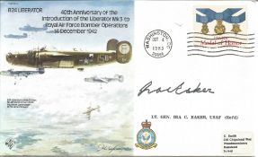 WW2 Lt Gen Ira Eaker USAF signed 1983 B24 Liberator bomber cover. Flown by Details, biographies