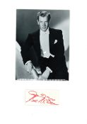 Joel McCrea signature piece mounted below black and white photo. Approx overall size 16x12. (