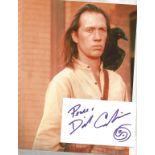 David Carradine signed white card inscribed peace with unsigned 10 x 8 inch colour photo as King Fu.