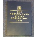 New Zealand 1984 stamp collection book of stamps on hagner pages in illustrated descriptive pages.