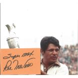 Lee Trevino Signed Card With British Open Golf Photo. Good Condition. All signed pieces come with