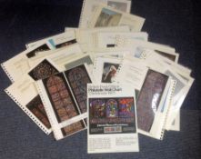 Stained Glass window collection of over 110 postcards all set on pages with typed descriptions of