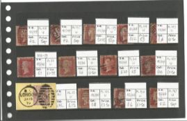 GB Penny Red plates on hagner page 12 Reds all with plate number descriptions 134, 19, 179, 114,