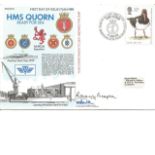 Lady Thompson and Lt Cdr N D B Williams signed RNSC(5)15 cover commemorating HMS Quorn being ready