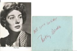 Betsy Drake (1923-2015) Actress Signed Card With Picture Postcard. Good Condition. All signed pieces