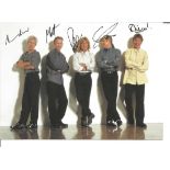 Status Quo rock band 6 x 4 inch colour postcard signed in first names by all five band members. Good