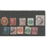 GB Victorian stamps on hagner page. 10 includes mint 1d lilac and 1/2d green. Used 1d red. 2d red