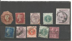 GB Victorian stamps on hagner page. 10 includes mint 1d lilac and 1/2d green. Used 1d red. 2d red