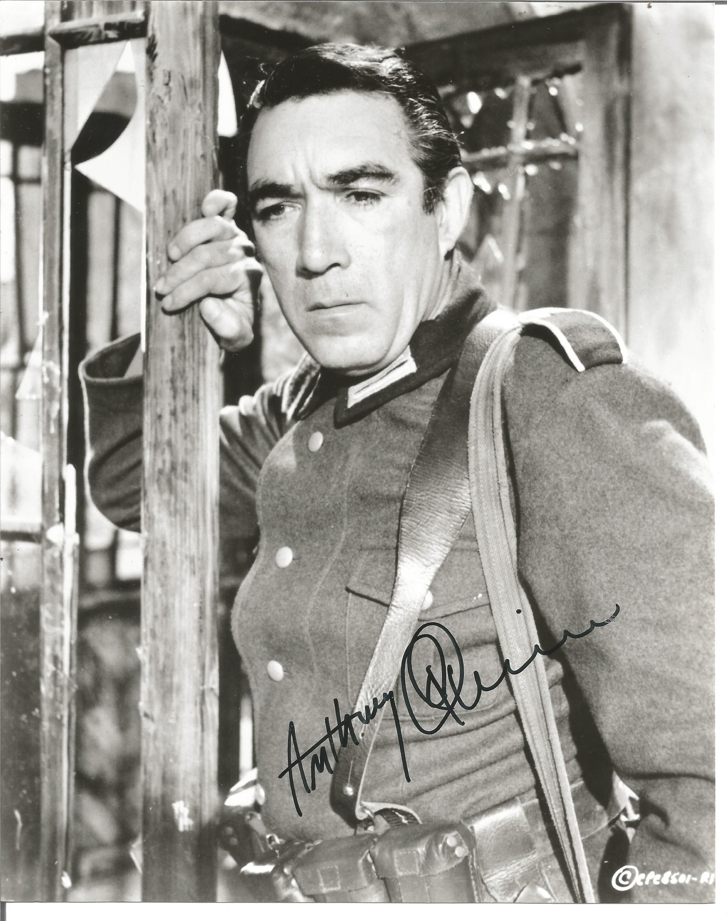 Anthony Quinn signed 10 x 8 inch b/w photo. Good Condition. All signed pieces come with a