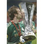 Petr Cech Signed Chelsea Uefa Cup 8x12 Photo. Good Condition. All signed pieces come with a