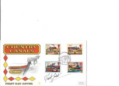 David Suchet 1993 Canals Market Harborough can. Signed FDC. Good Condition. All signed pieces come