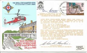 MRAF Sir Denis Spotswood DSO DFC signed 1981 Royal Star and Garter Home cover, flown by Westland