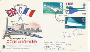 Concorde Brian Trubshaw signed 1969 Concorde FDC with Filton FDI postmark and neat hand address.