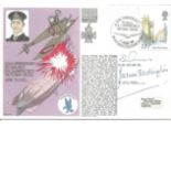 Great War veteran Mr Ben Travers and Mrs Jeanne Dodington signed RNSC(3)1 cover commemorating the