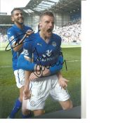 Jamie Vardy and Riyad Mahrez Leicester City Signed 12 x 8 inch football photo. Good Condition. All