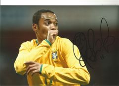 Robinho Brazil Signed 12 x 8 inch football photo. Good Condition. All signed pieces come with a