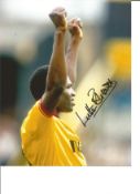 Football Luther Blissett 10x8 Signed Colour Photo Pictured Celebrating While Playing For Watford.