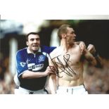 Duncan Ferguson pics Everton Signed 12 x 8 inch football photo. Good Condition. All signed pieces