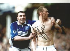 Duncan Ferguson pics Everton Signed 12 x 8 inch football photo. Good Condition. All signed pieces
