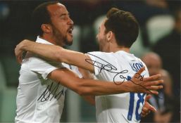 Ryan Mason and Andros Townsend England Signed 12 x 8 inch football photo. Good Condition. All signed