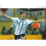 Maxi Rodriguez World Cup Argentina Signed 12 x 8 inch football photo. Good Condition. All signed