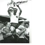 Nat Lofthouse Bolton Signed 12 x 8 inch football photo. Good Condition. All signed pieces come