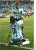Javier Saviola Argentina Signed 12 x 8 inch football photo. Good Condition. All signed pieces come