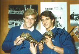 Gary Lineker and Kerry Dixon England Signed 12 x 8 inch football photo. Good Condition. All signed