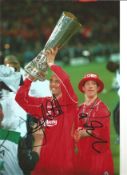 Robbie Fowler and Gary McAllister Liverpool Signed 12 x 8 inch football photo. Good Condition. All